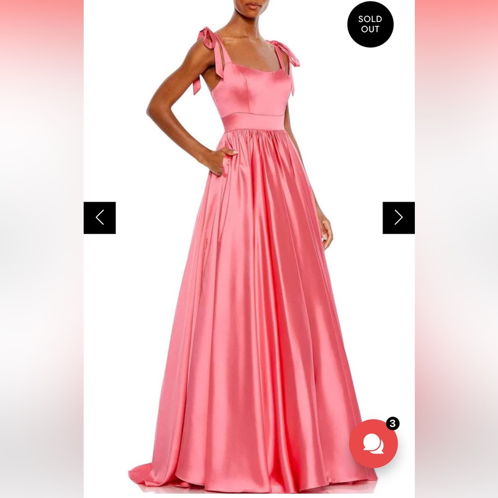 Mac Duggal Long Pink Bow Strap Gown